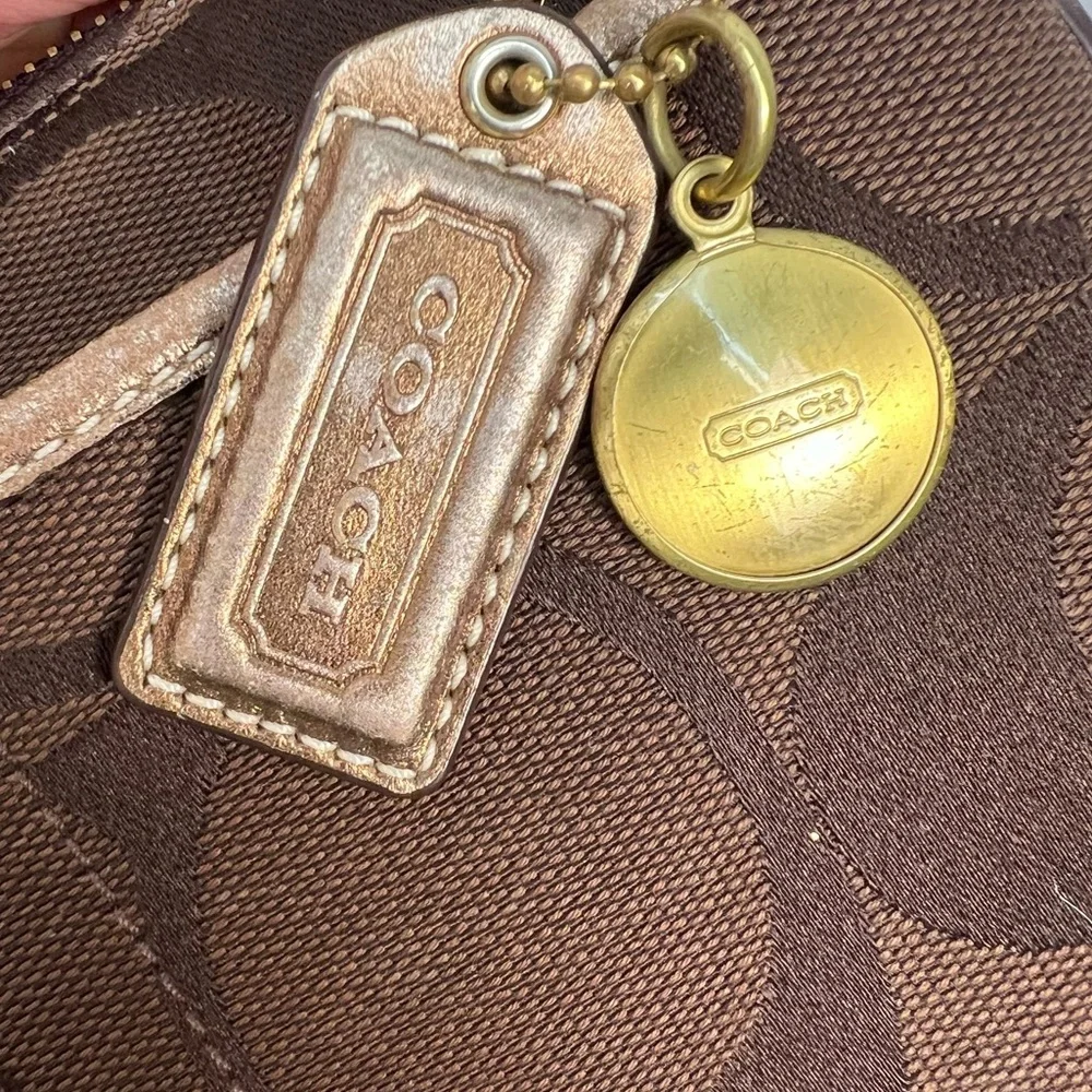 Coach chocolate brown and bronze crossbody with adjustable strap. - Picture 3 of 10